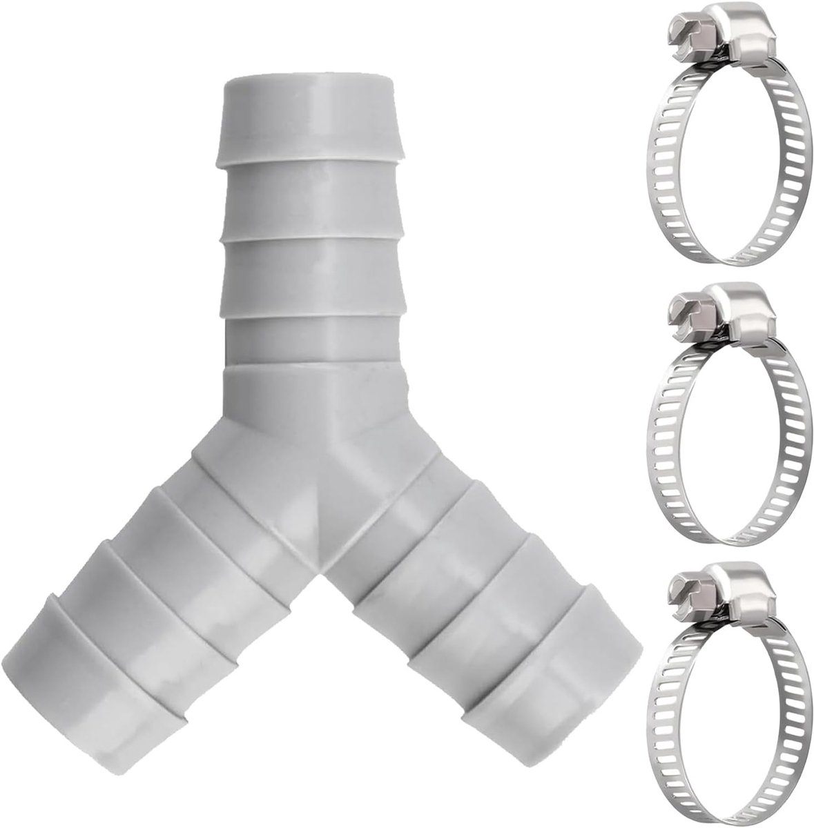 2-way Y-manifold afvoeraansluiting voor vaatwasser en wasmachine met slangklemmen en bevestigingsclips voor keuken- en tuinleidingen