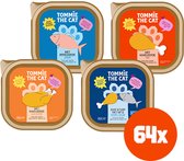 Tommie the Cat - 64 x 85gr - stukjes in saus & paté mix smaken - kattenvoer natvoer - voordeel verpakking - zonder suiker en graanvrij