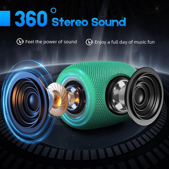 Draadloze Speaker - Bluetooth Geluid - Muziek Luisteren Buiten - 16 Uur Speeltijd - 20 Watt - Mintgroen — afbeelding 2