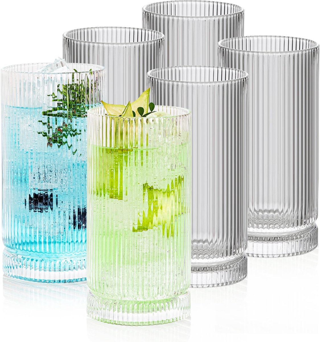 Solidchoice - Set van 6 Vintage Whiskyglazen met Reliëf