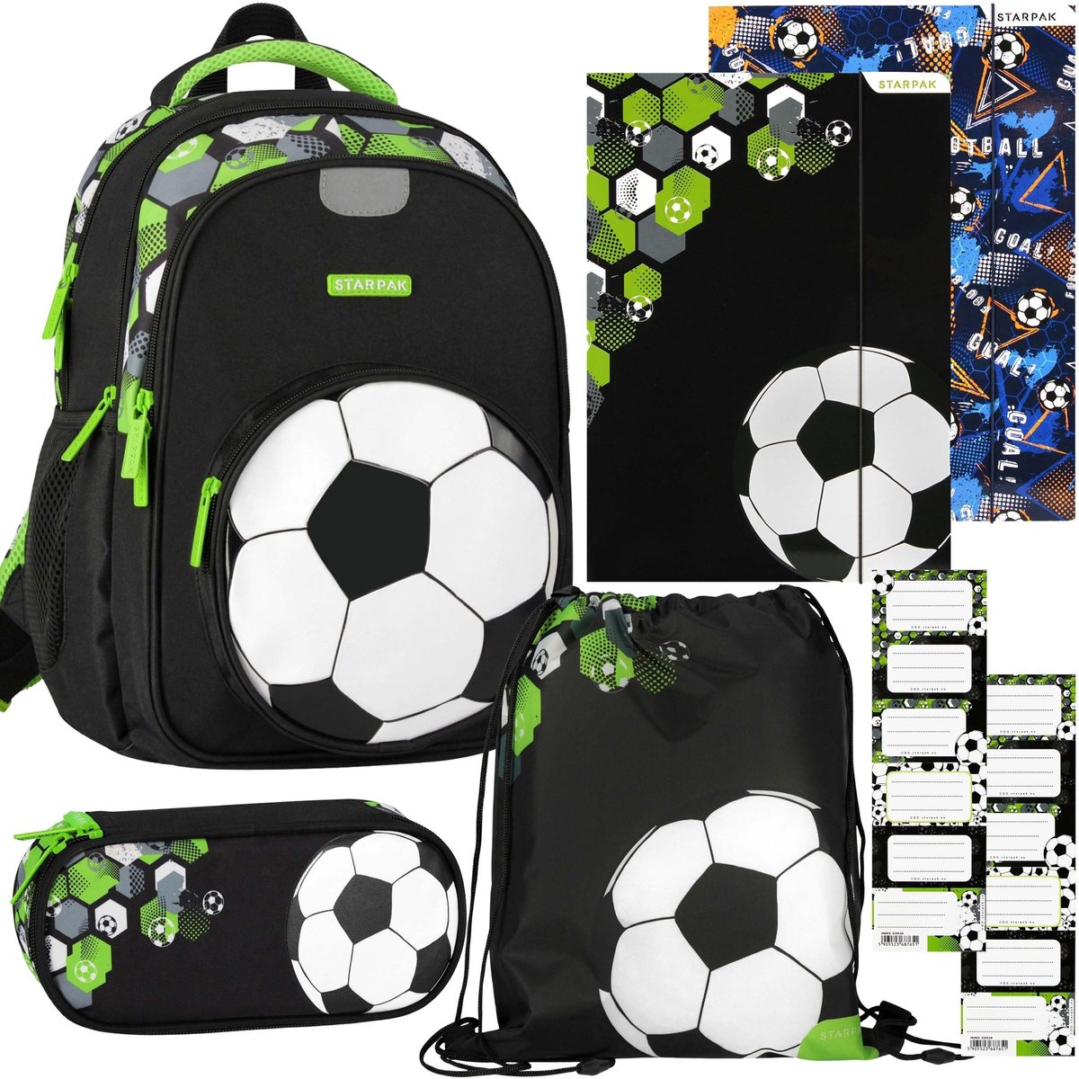 Solidchoice - Voetbal School Starterspakket - Rugzak, Pennen Etui en Schoenentas, Compleet Set