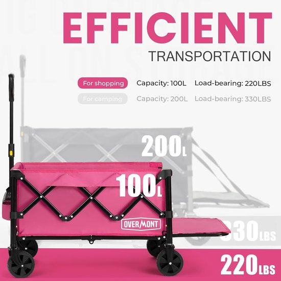 Opvouwbare Wagen - Draagbare Kar - Boodschappen Vervoeren - Compact Opvouwbaar - 100L Capaciteit - Zwart — afbeelding 5