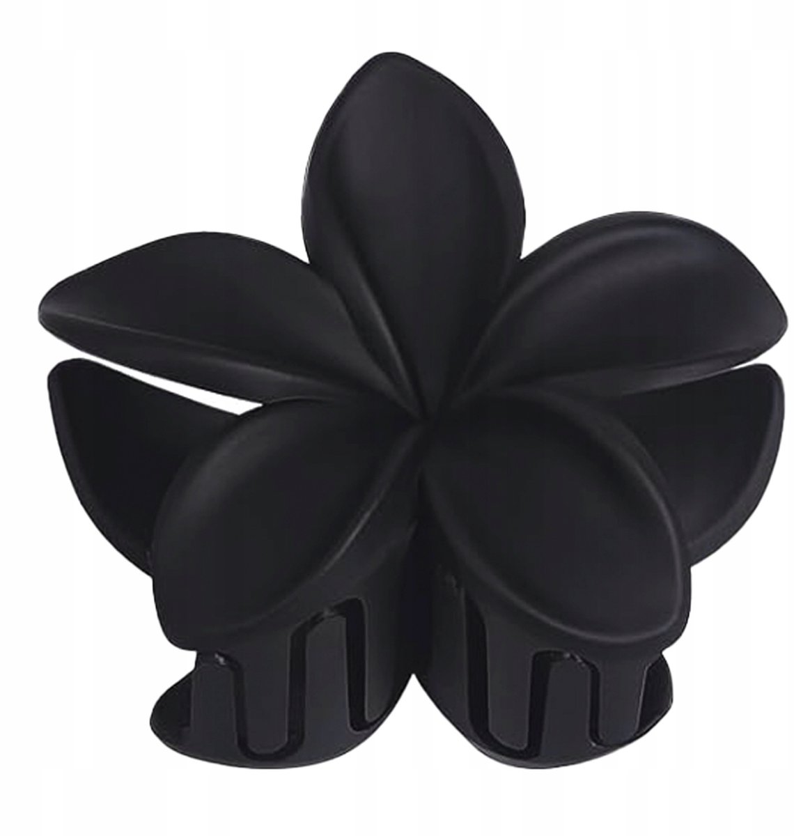Grote zwarte matte haarclip bloem 9 cm