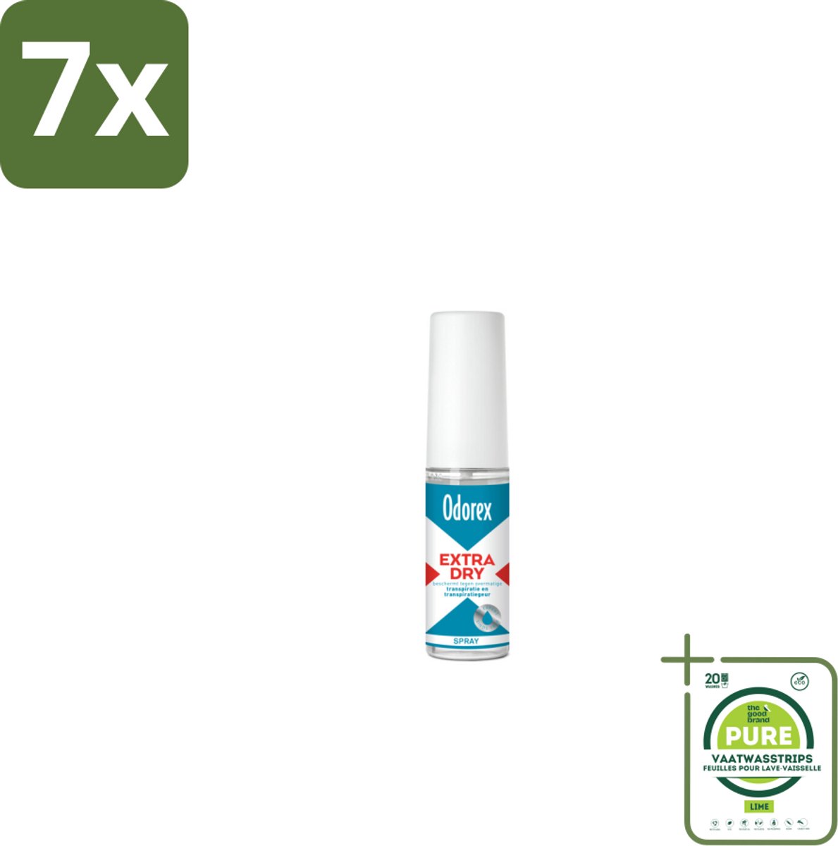 7 x Odorex Extra Dry Pompspray 30 ml - Grootverpakking - Extra Droog - Overmatig Zweten - Intens Droog - Pompsysteem - Parfumvrij
