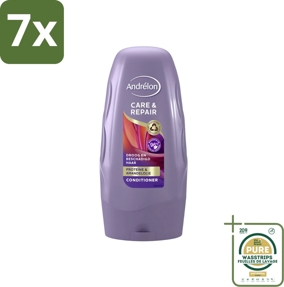 7 x Andrélon - Care & Repair - Conditioner - Voor Beschadigd Haar - 250 ml - Grootverpakking - Herstel Haar - Beschadigd Haar - Proteïne - Amandelolie - Droog Haar