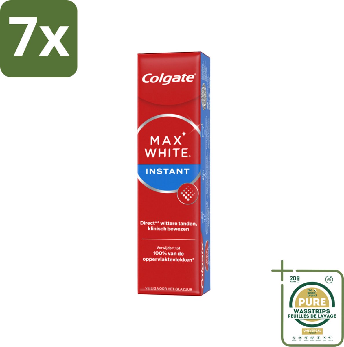 7 x Colgate Tandpasta Max White Optic 75 ml - Grootverpakking - Tandpasta - Witte Tanden - Optische Whitening - Direct Wittere Tanden - Tanden Poetsen