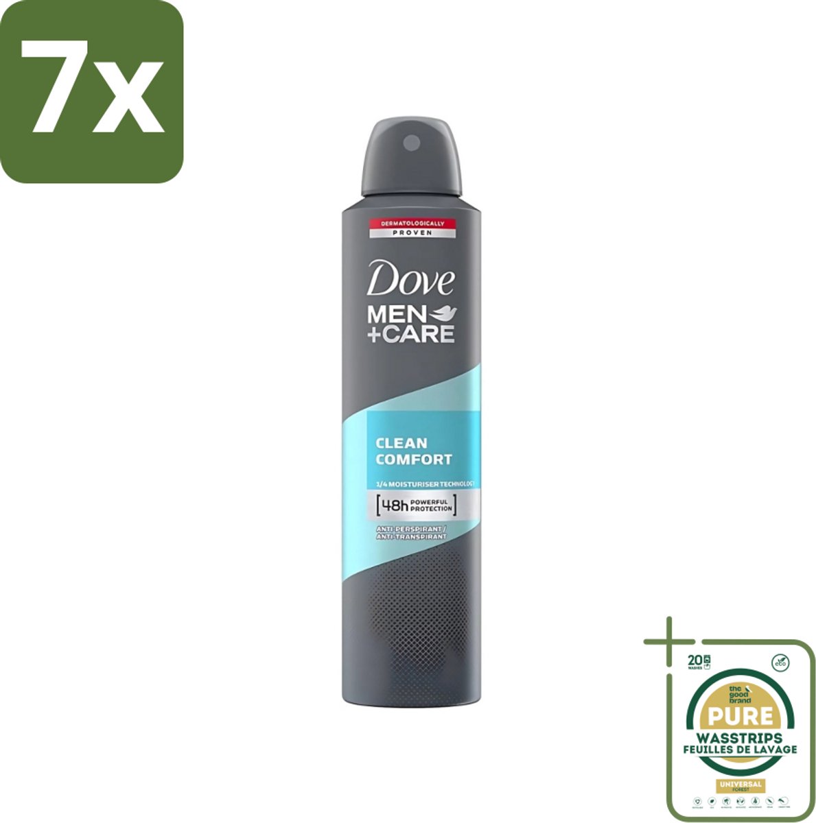 7 x Dove - Deodorant - Men Care Clean Comfort - Comfort en verzorging - 48 uur bescherming - 250 ml - Grootverpakking - Deodorant Voor Mannen - 48 Uur Bescherming - Huidverzorging - Zweet En Geur - Mannelijke Verzorging
