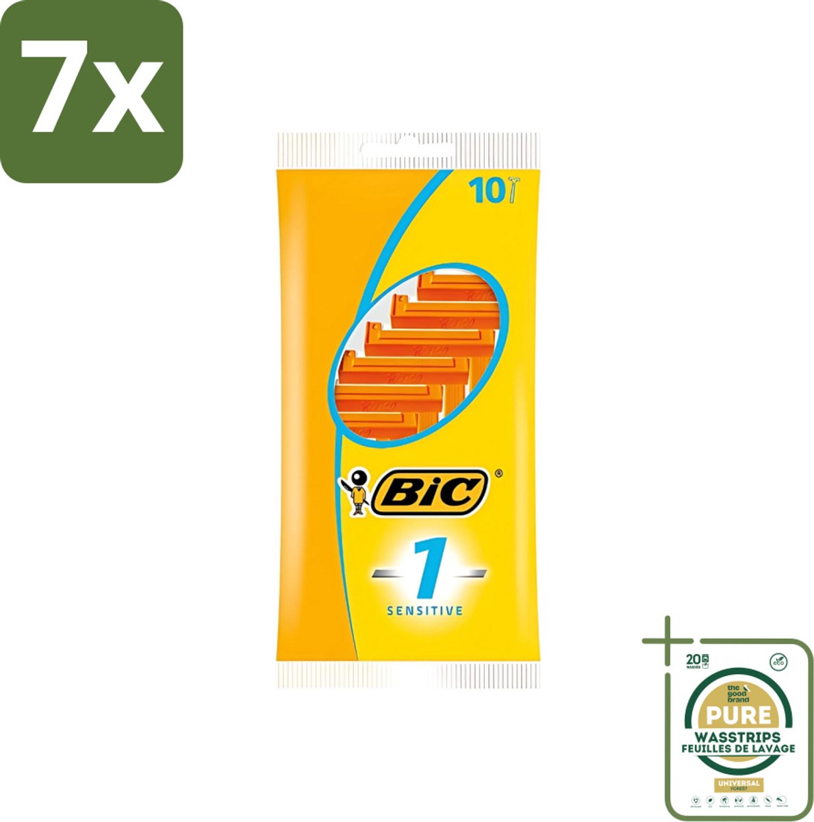 7 x Bic - Scheermesjes - Sensitive - Enkel Mesje - Wegwerpmesjes - 10 Scheermesjes - Grootverpakking - Scheermesje - Wegwerpscheermesje - Gevoelige Huid - Enkel Mesje - Roestvrij Staal
