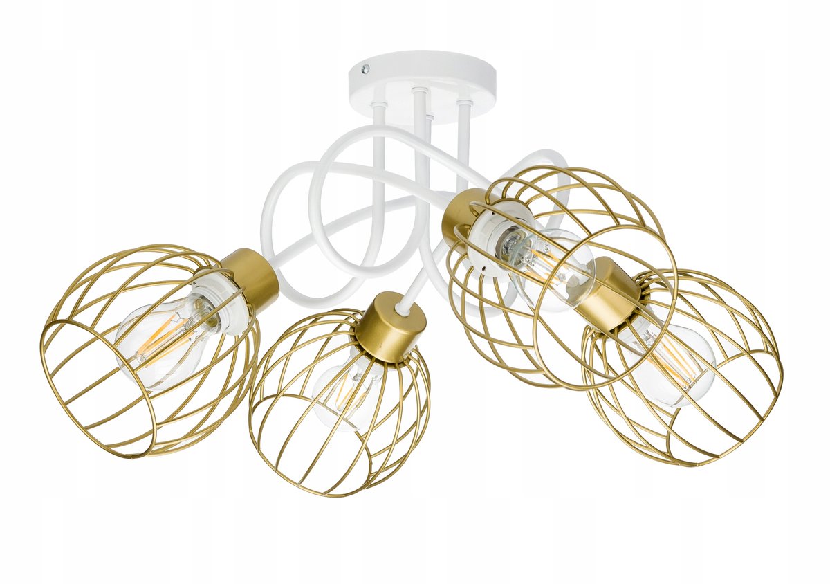 Merkloze Hanglamp Draadbol Goud 4x E27 - Stijlvolle Loft Verlichting