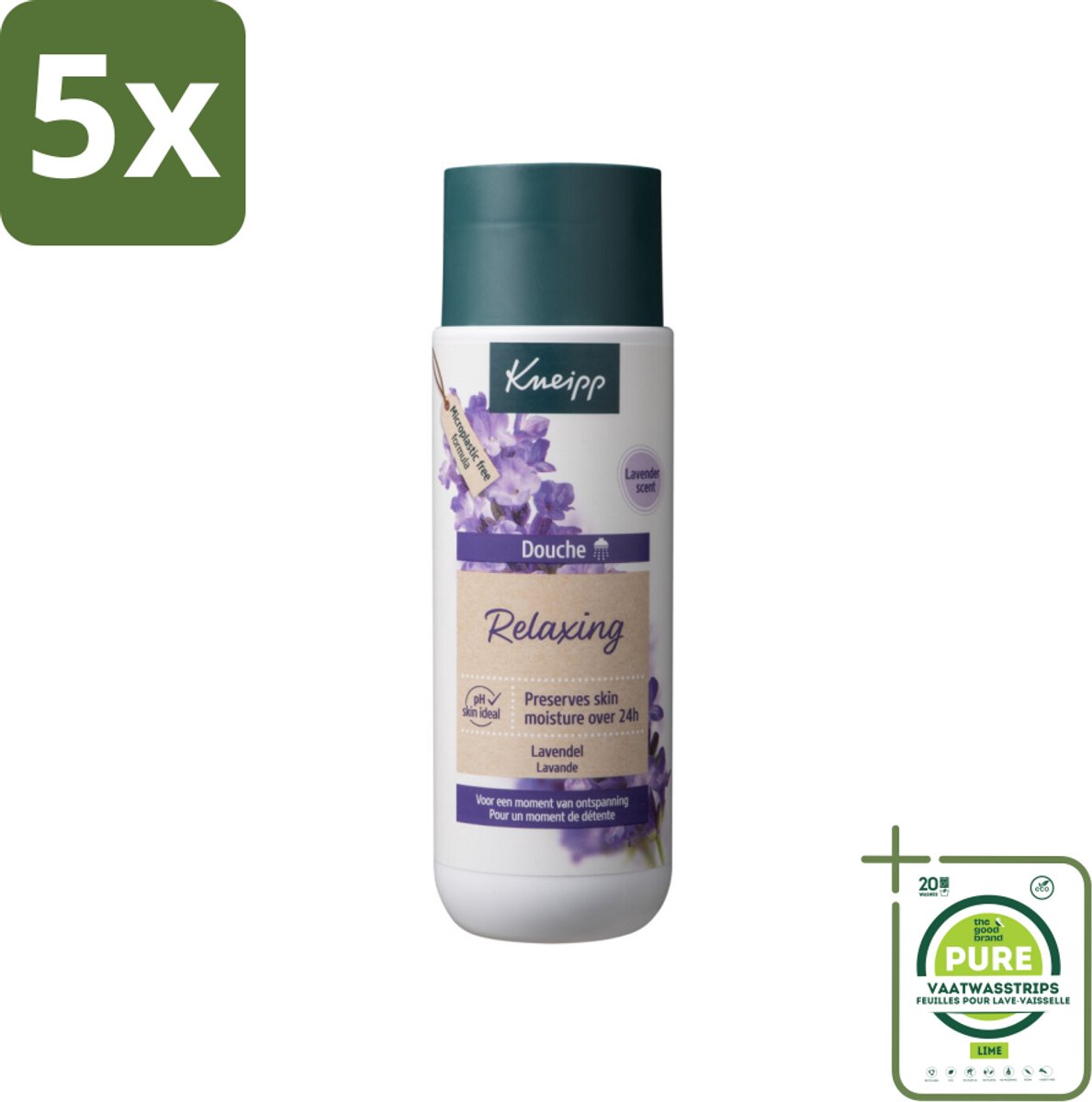 5 x Kneipp Douche Relaxing 200 ml - Grootverpakking - Douchegel - Ontspannende Geur - Lavendel - Stress Verlichten - Huid Verzorging