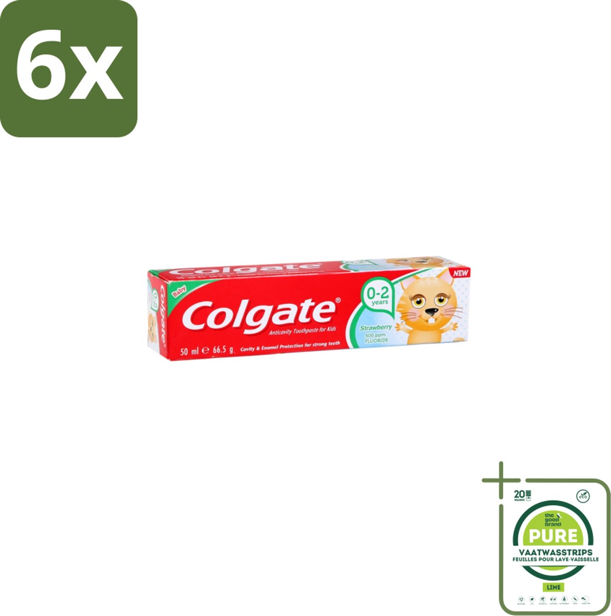 Colgate - Aardbeismaak - Kindertandpasta - Voor 0 tot 2 jaar oud - 50ml - Voordeelverpakking - 6 stuks - Baby tandpasta - Kindertandpasta
