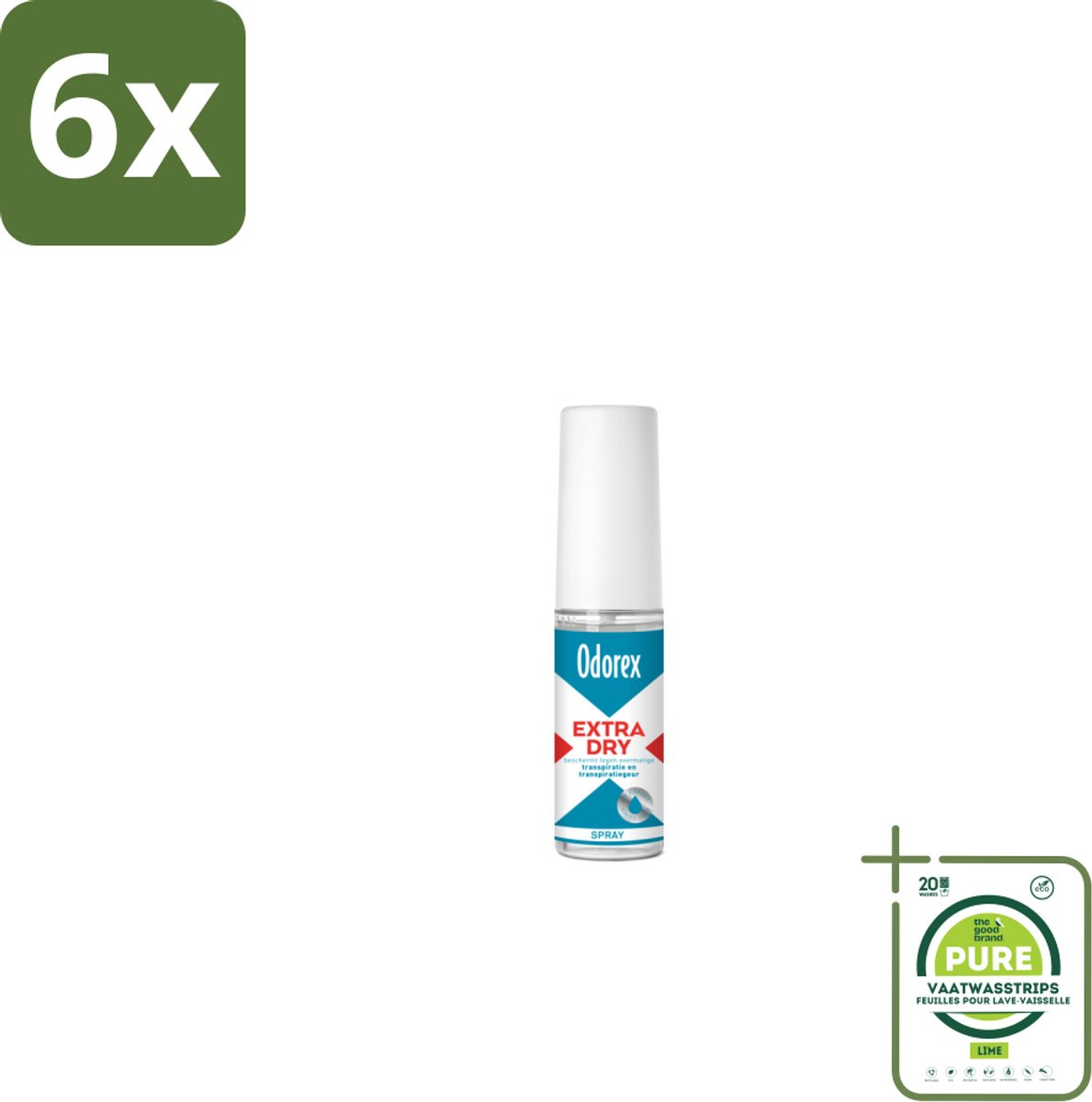 Odorex Extra Dry Pompspray 30 ml - Voordeelverpakking - 6 stuks - Extra droog - Overmatig zweten