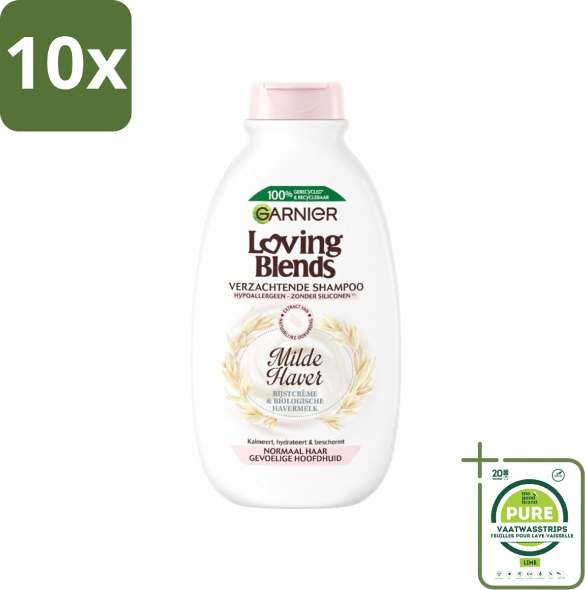 10 x Garnier Loving Blends Milde Haver Shampoo 300 ml - Grootverpakking - Milde Haver Shampoo - Hypoallergene Shampoo - Gevoelige Hoofdhuid - Kalmerende Shampoo - Hydraterende Shampoo