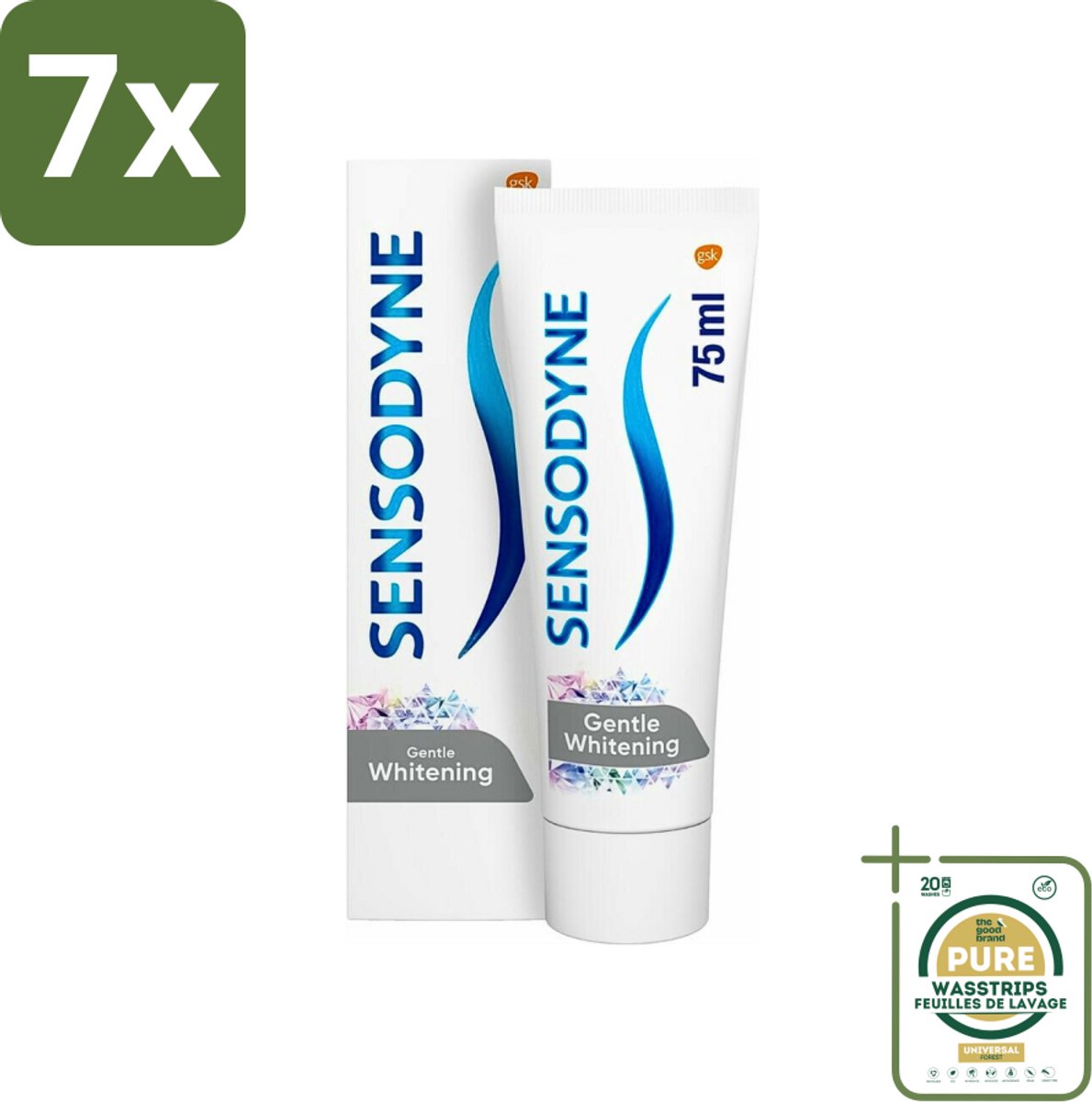 7 x Sensodyne - Tandpasta - Gentle Whitening - Milde Reiniging - 75 ml - Grootverpakking - Gevoelige Tanden - Wittere Tanden - Milde Whitening - Tandpasta - Tandglazuur