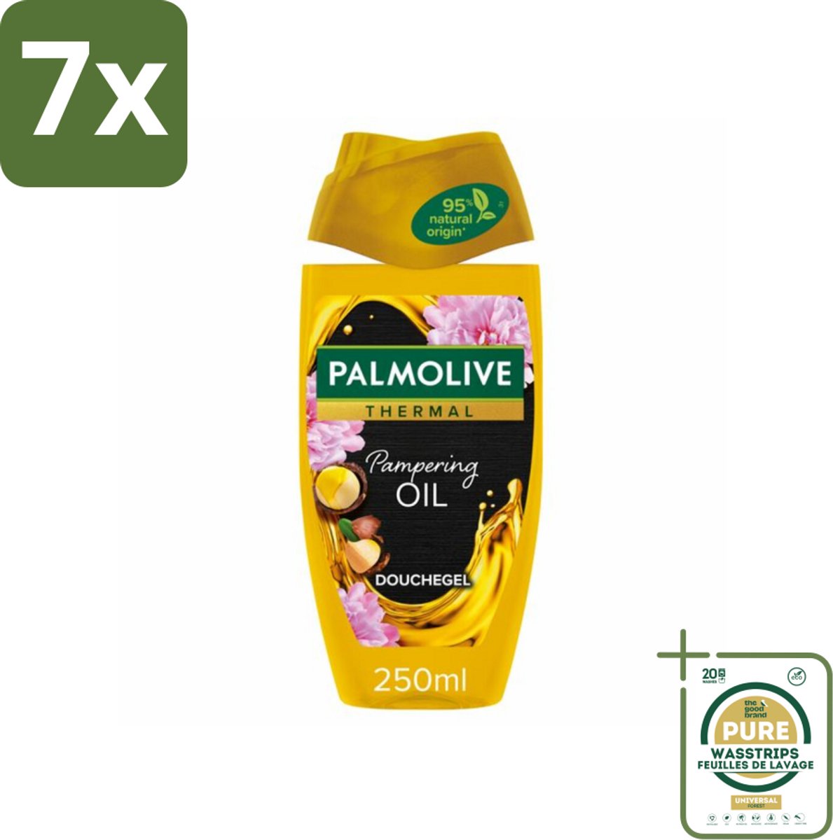 7 x Palmolive Douchegel Thermal Pampering Oil 250 ml - Grootverpakking - Douchegel - Macadamia-olie - Herstel - Hydrateren - Verzorging