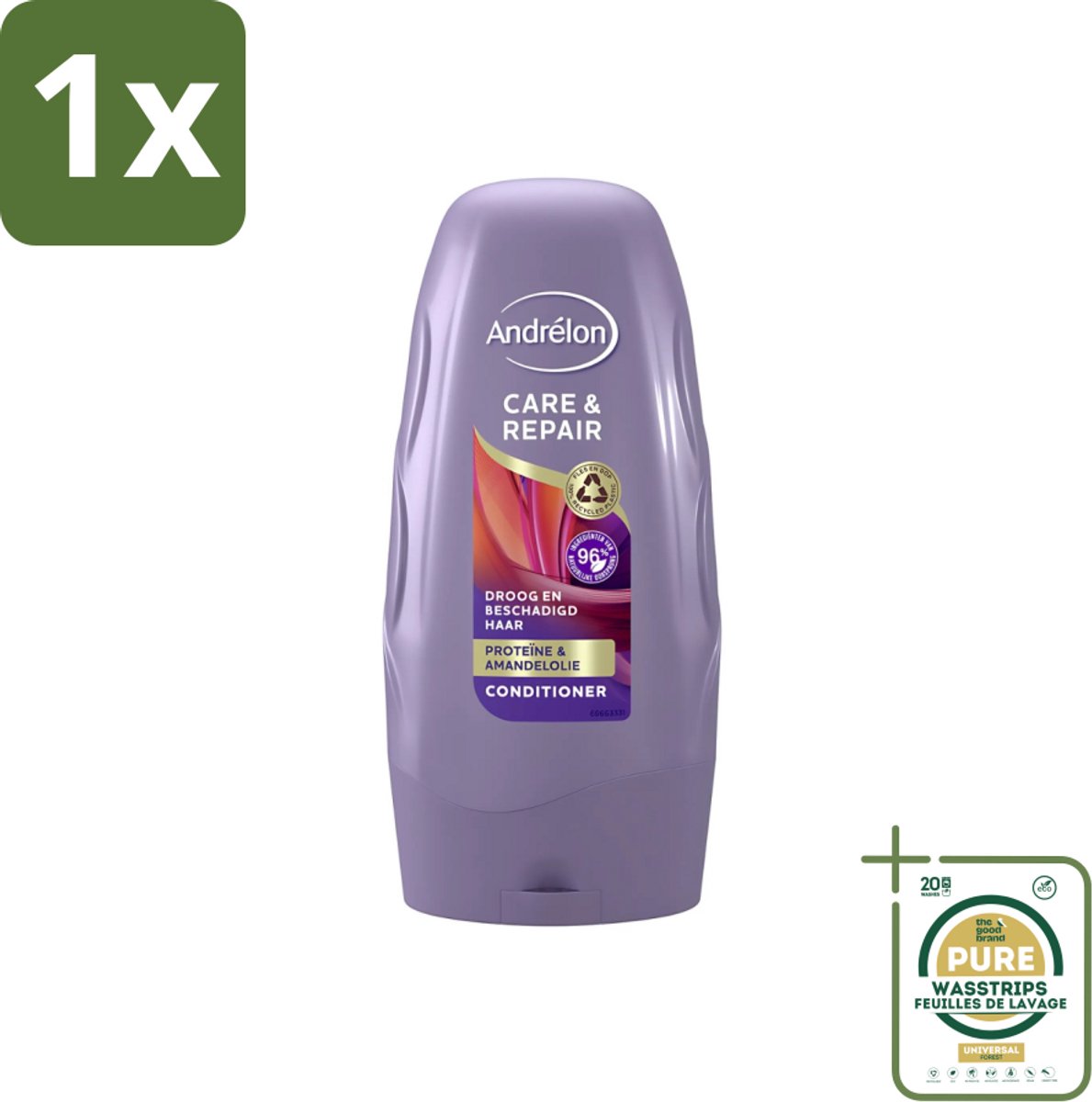 1 x Andrélon - Care & Repair - Conditioner - Voor Beschadigd Haar - 250 ml- Herstel Haar - Beschadigd Haar - Proteïne - Amandelolie - Droog Haar