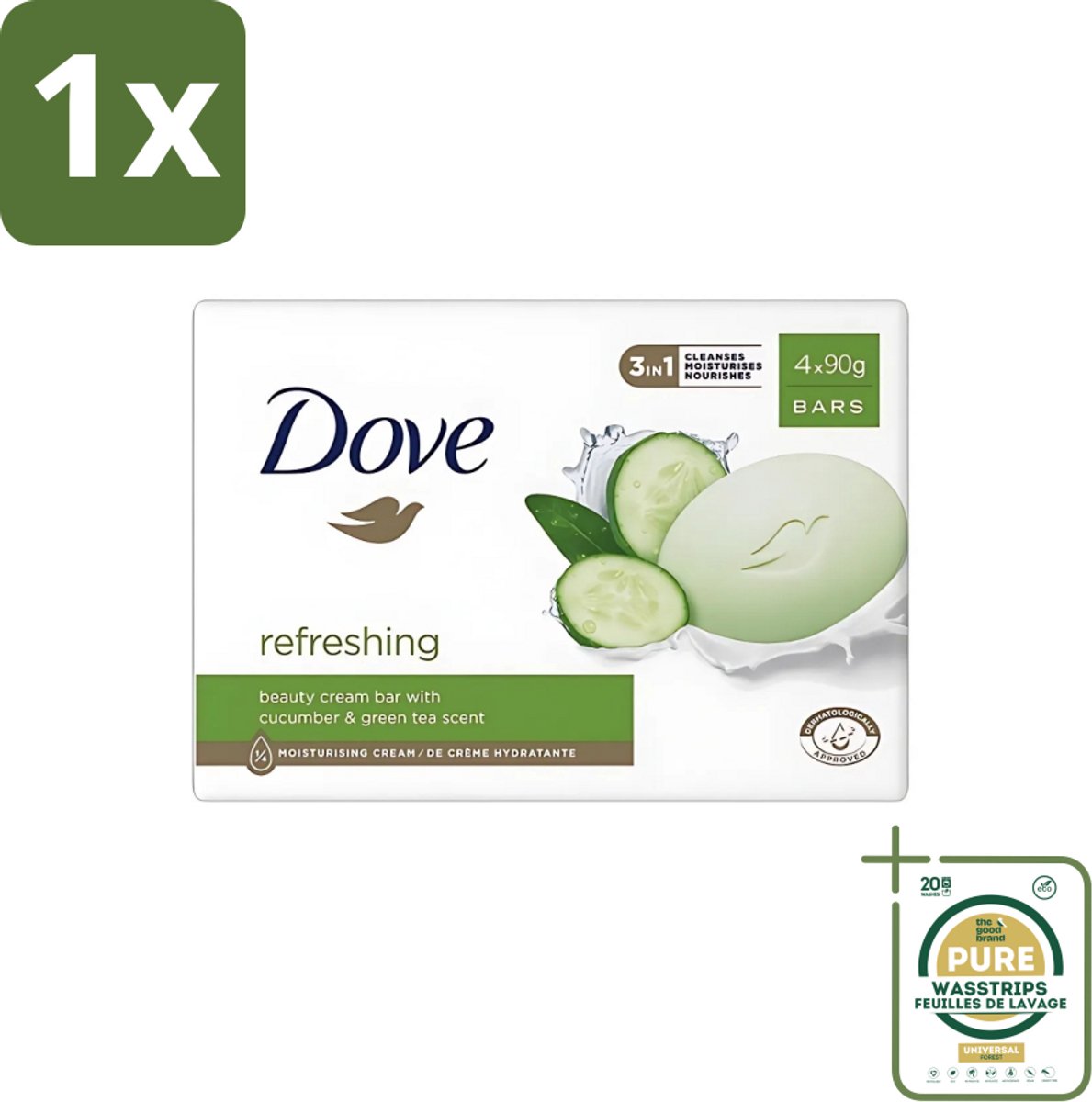 1 x Dove - Zeep - Go Fresh Touch - Komkommer & Groene Thee - Verfrissend - 4 x 90 gram- Dove Zeep - Go Fresh Touch - Komkommer - Groene Thee - Verfrissend