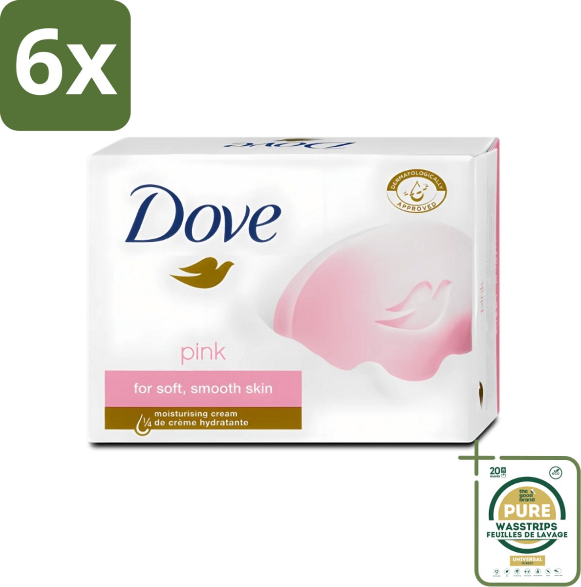 Dove - Zeep - Pink - Hydraterend - 90 g - Voordeelverpakking - 6 stuks - Hydratatie - Roze geur