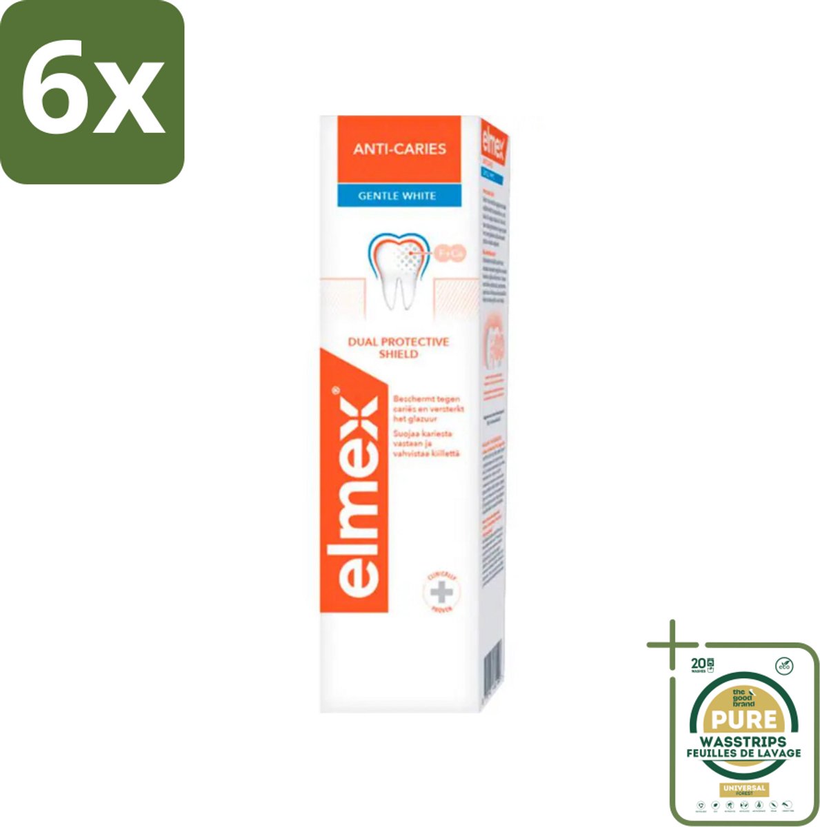 Elmex Tandpasta Anti-Cariës Gentle White 75 ml - Voordeelverpakking - 6 stuks - Tandpasta anti cariës - Remineralisatie