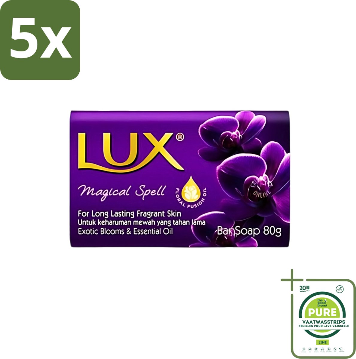 5 x Lux - Zeep - Magical Spell - Hydraterend - Luxe Geurbeleving - 80 g - Grootverpakking - Lux Zeep - Hydraatende Zeep - Geurige Zeep - Zeep Met Bloemenolie - Spa Zeep