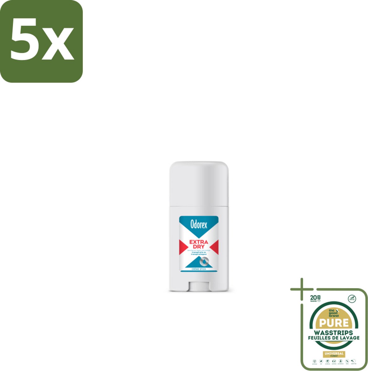 5 x Odorex Extra Dry Stick 40 ml - Grootverpakking - Geurloos - Droog - Anti-zweet - Zweetvermindering - Huidvriendelijk