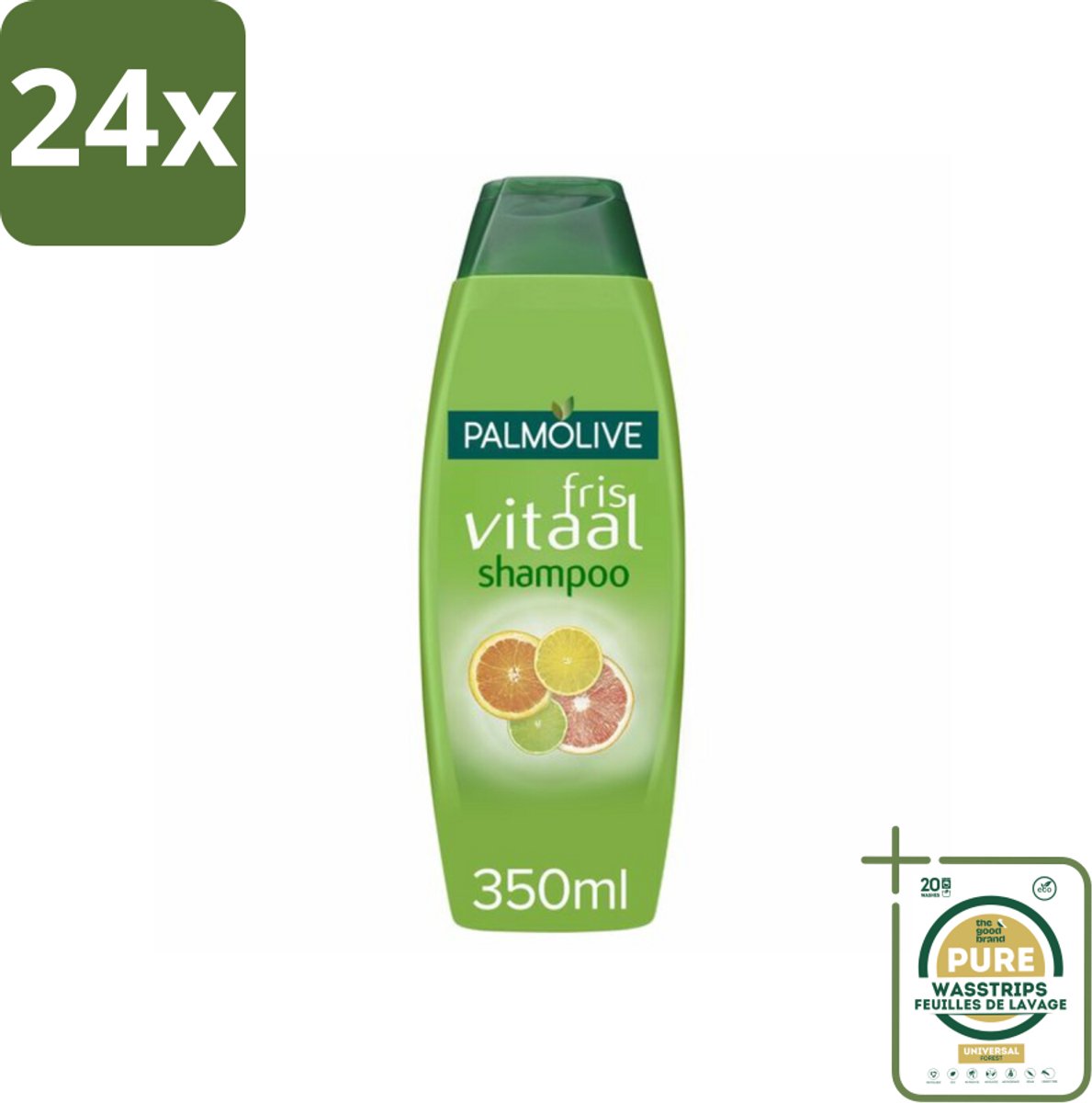 Palmolive Shampoo Fris Vitaal 350 ml - Voordeelverpakking - 24 stuks - Haar reinigen - Haar vitaliteit
