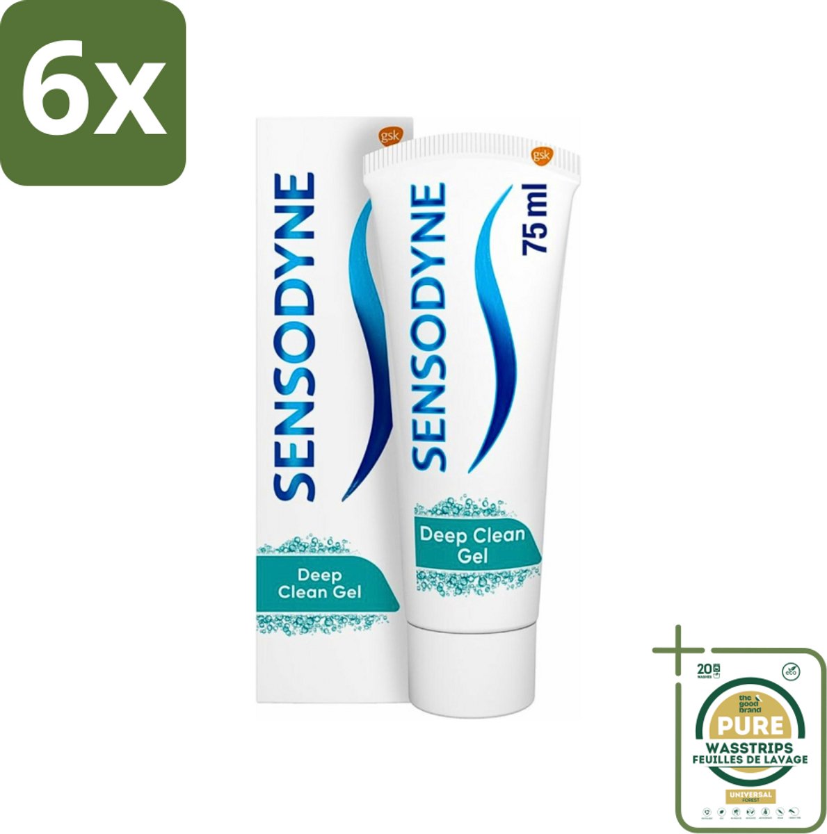 Sensodyne - Tandpasta - Deep Clean - Voor Frisse Adem - 75 ml - Voordeelverpakking - 6 stuks - Frisse adem - Tandpasta