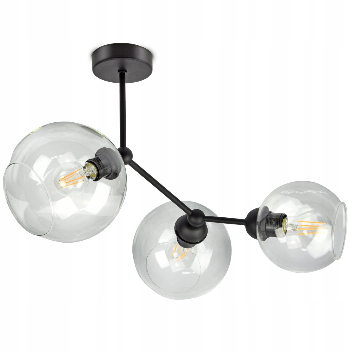 Moderne hanglamp met 3 transparante glazuren Bollen - Zwart Metaal