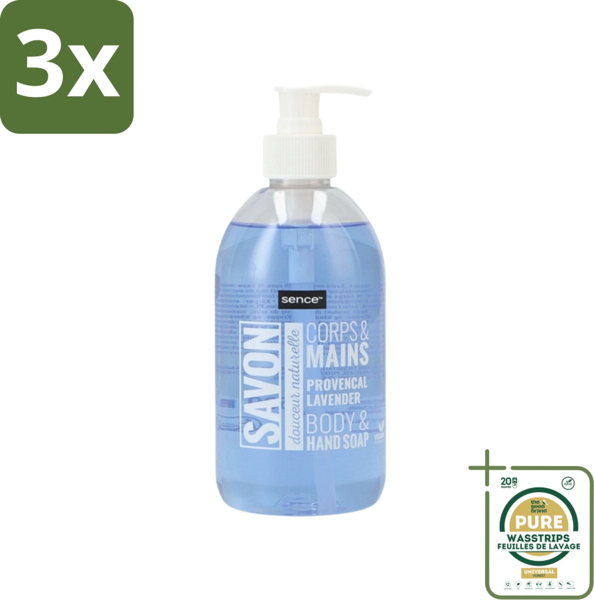3 x Sence - Provencal Lavendel - Handzeep - Savon - 500 ml - Grootverpakking - Handzeep - Lavendel - Handen Reinigen - Vloeibare Handzeep - Mild Reinigen