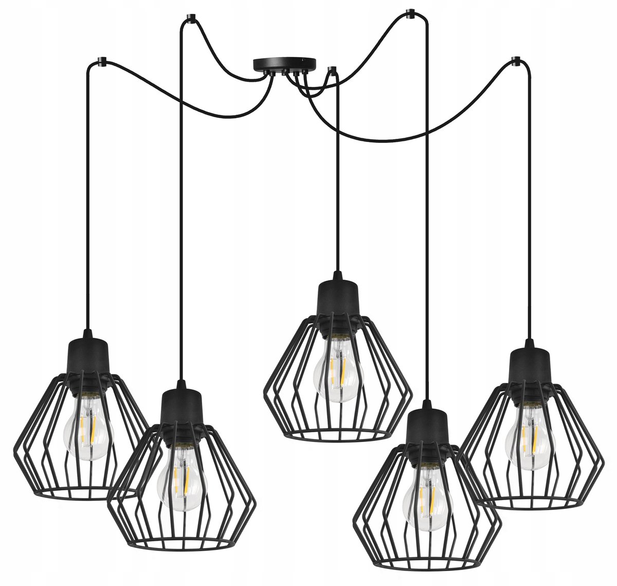 Zwarte Loft Hanglamp Spider Nuvola E27 5-lichts