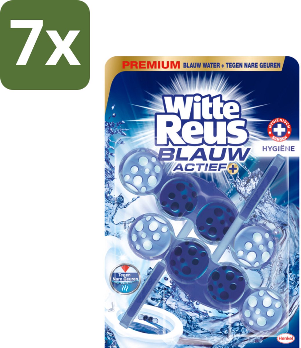 7 x Witte Reus Toiletblok Blauw Actief Hygiëne 2 stuks per verpakking - Toiletblok - Hygiëne - Blauw Water - Reiniging - Kalkaanslag