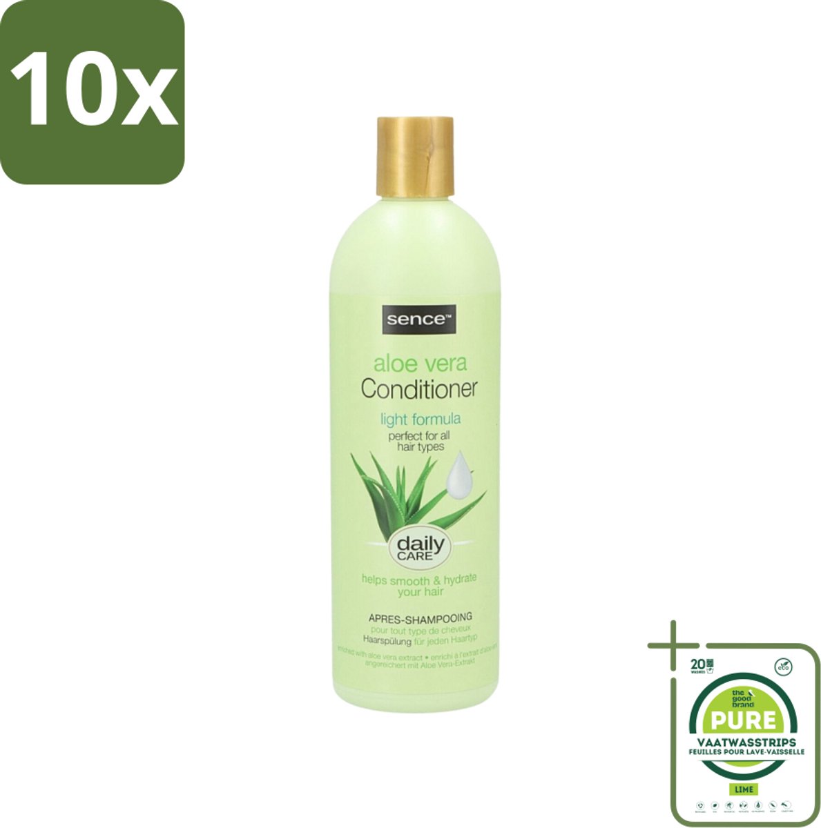 10 x Sence - Aloë Vera - Conditioner - Hydraterend - 400 ml - Grootverpakking - Aloë Vera Conditioner - Droog Haar Conditioner - Beschadigd Haar Conditioner - Haar Herstel - Haar Hydrateren