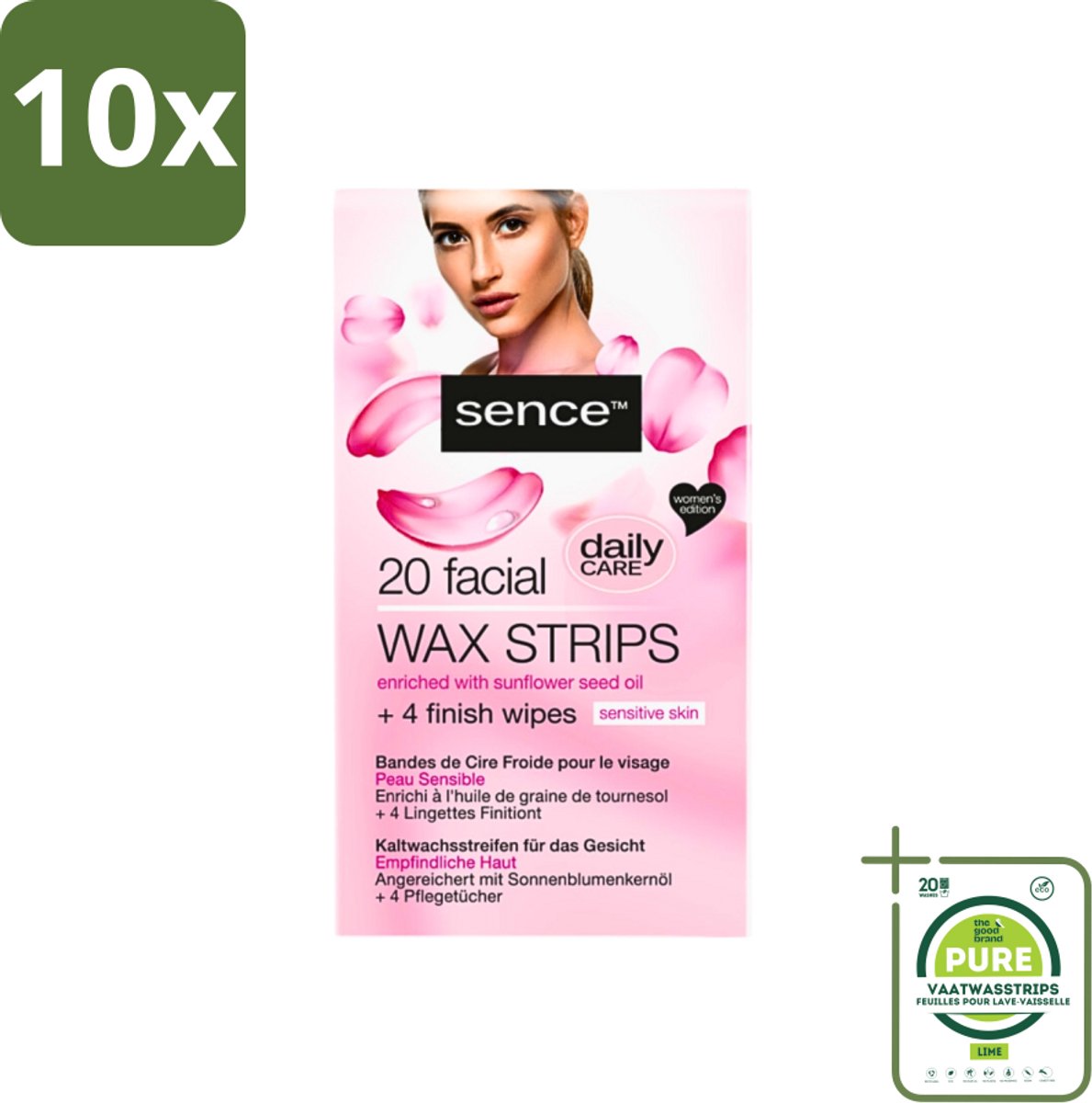 10 x Sence - Waxstrips - Gezicht - 20 Waxstrips - Grootverpakking - Gezichts-waxstrips - Gezichts-wax - Haartjes Verwijderen - Gezichtsverzorging - Gladde Huid