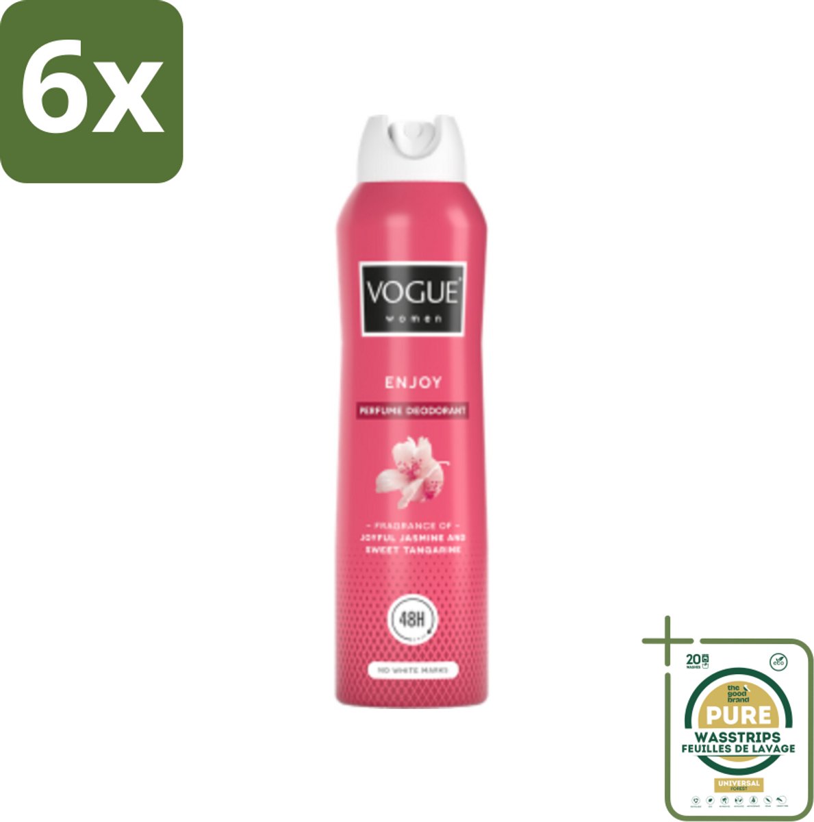 Vogue Enjoy Parfum Deodorant 150 ml - Voordeelverpakking - 6 stuks - 24 uur bescherming - Geur van mandarijn