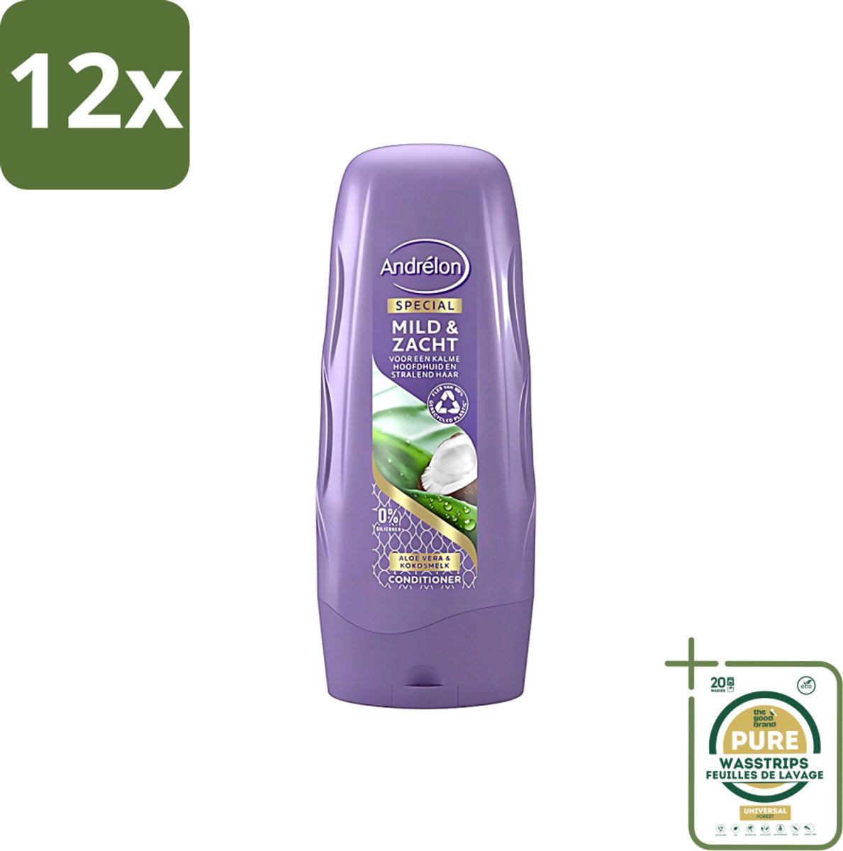Andrélon - Mild & Zacht - Conditioner - Voor Gevoelige Hoofdhuid - 300 ml - Voordeelverpakking - 12 stuks - Mild haarverzorging - Zachte haar