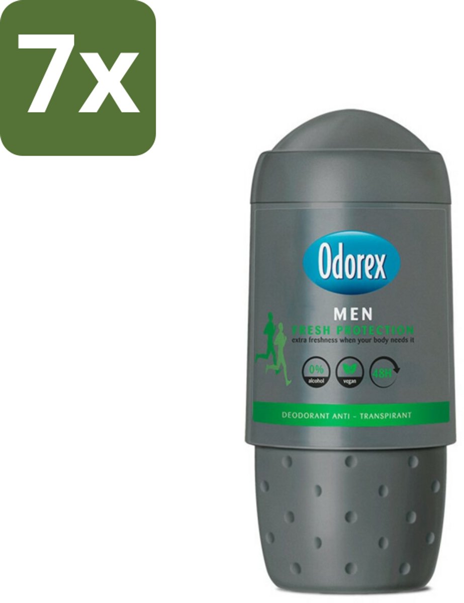 7 x Odorex Deodorant Roller For Men Fresh Protection 50 ml - Mannelijke Deodorant - Deodorant Roll-on - Frisheid Voor Mannen - Zweetbescherming - Langdurige Frisheid