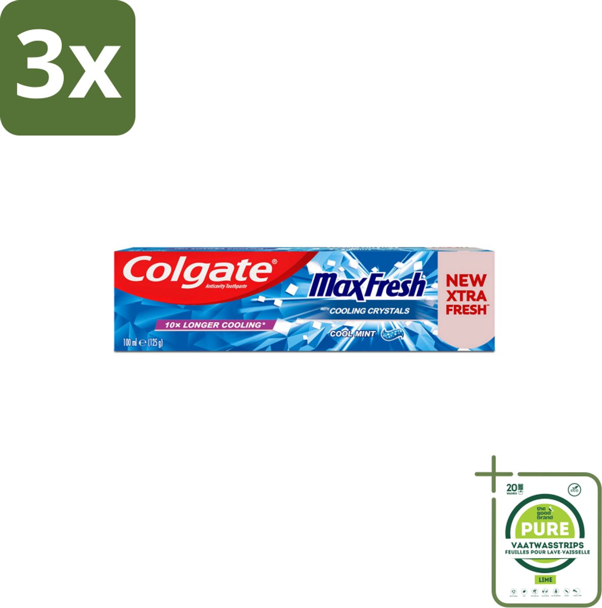 3 x Colgate Tandpasta Maxfresh Coolmint 100 ml - Grootverpakking - Tandpasta - Frisse Adem - Mondhygiëne - Cariës Bestrijden - Tandplak Verwijderen