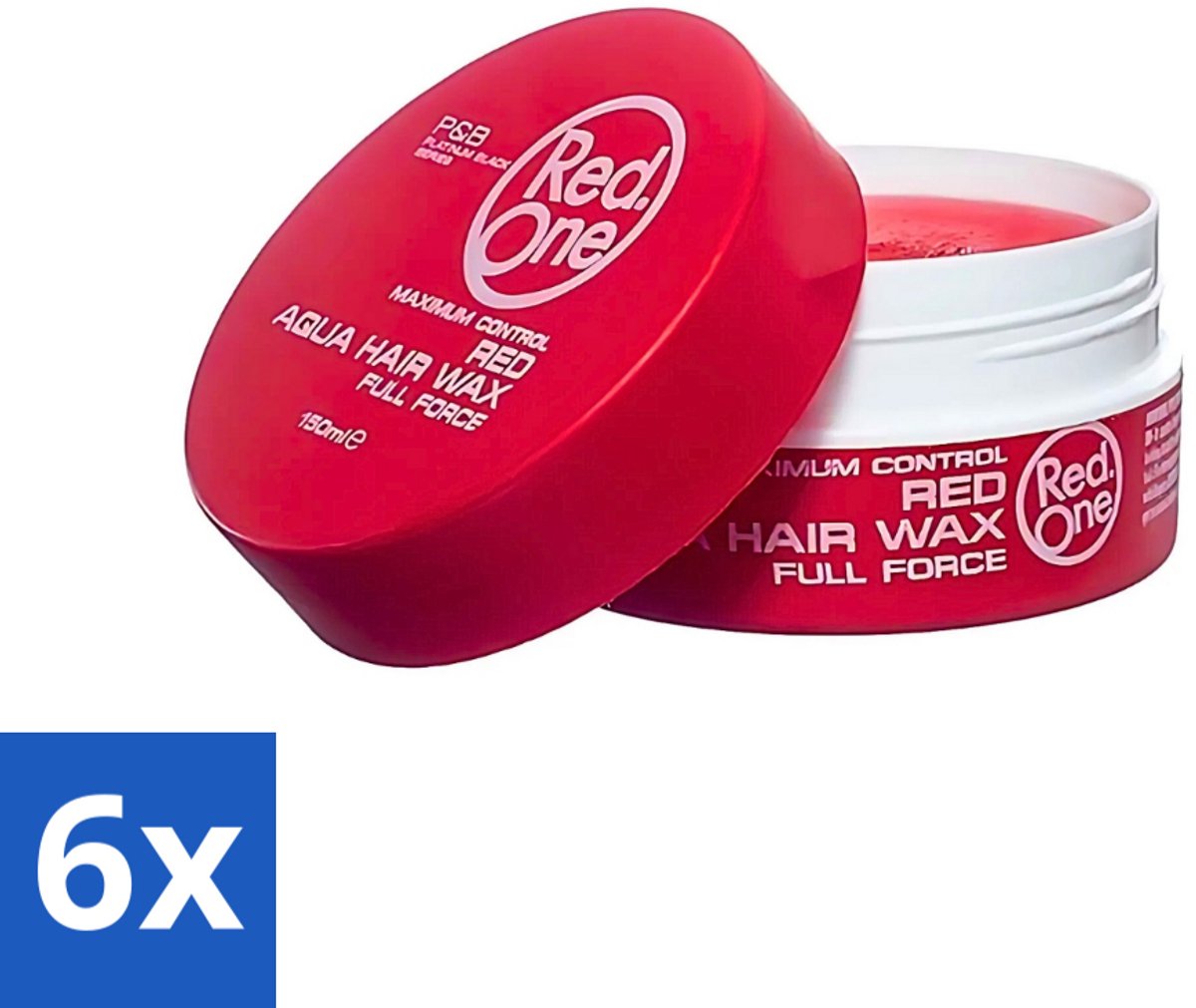 6 x Red One - Haarwax - Red - Aqua Hair Wax - Voor Stevige Styling & Glanzend Resultaat - 150 ml - Haarwax - Strak Haar - Glanzend Haar - Stijl - Fixatie