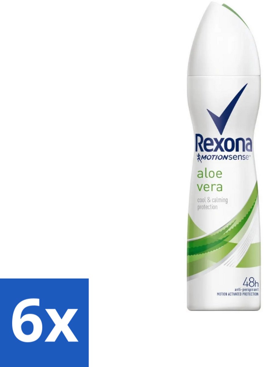 6 x Rexona - Fresh Aloe Vera - Deodorant Spray - 150 ml - Deodorant Spray - Aloë Vera - 48 Uur Bescherming - Zweet En Geur - Huid Verzorging