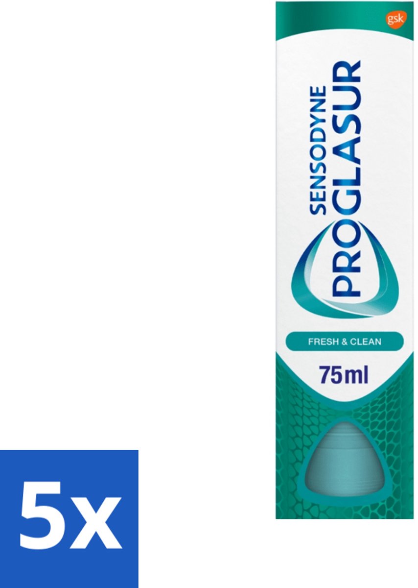 5 x Sensodyne - Tandpasta - Proglasur Fresh & Clean - Dagelijkse Bescherming - 75 ml - Tandpasta - Tanderosie - Glazuurslijtage - Bescherming Tegen Zuren - Gevoeligheid