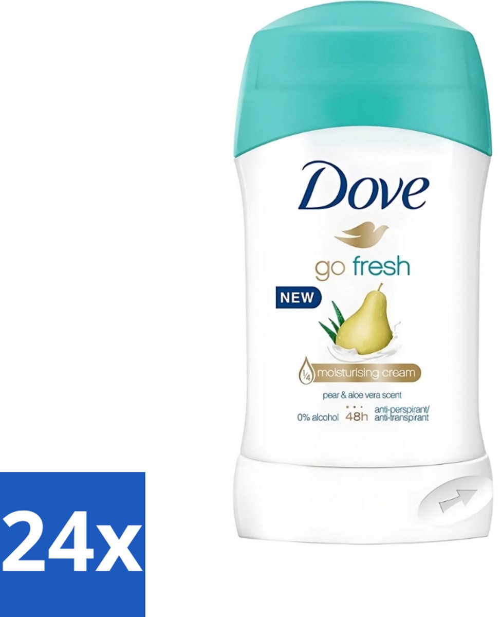 24 x Dove - Deodorant - Stick Go Fresh Pear & Aloe Vera - Frisse geur en bescherming - 40 ml - Dove Go Fresh - Deodorant Stick - Peer En Aloë Vera - Zweetbevochtiging - 48 Uur Bescherming