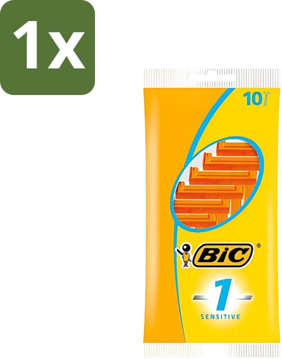 1 x Bic - Scheermesjes - Sensitive - Enkel Mesje - Wegwerpmesjes - 10 Scheermesjes - Scheermesje - Wegwerpscheermesje - Gevoelige Huid - Enkel Mesje - Roestvrij Staal