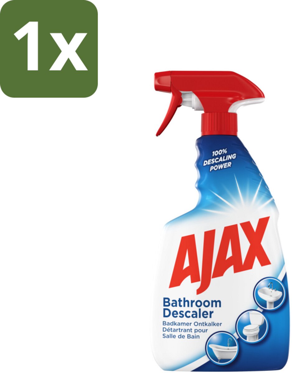 1 x Ajax Badkamerspray 750 ml - Badkamerontkalker - Ontkalker Spray - Hardnekkig Vet Verwijderen - Kalkaanslag Voorkomen - Badkamer Reinigen
