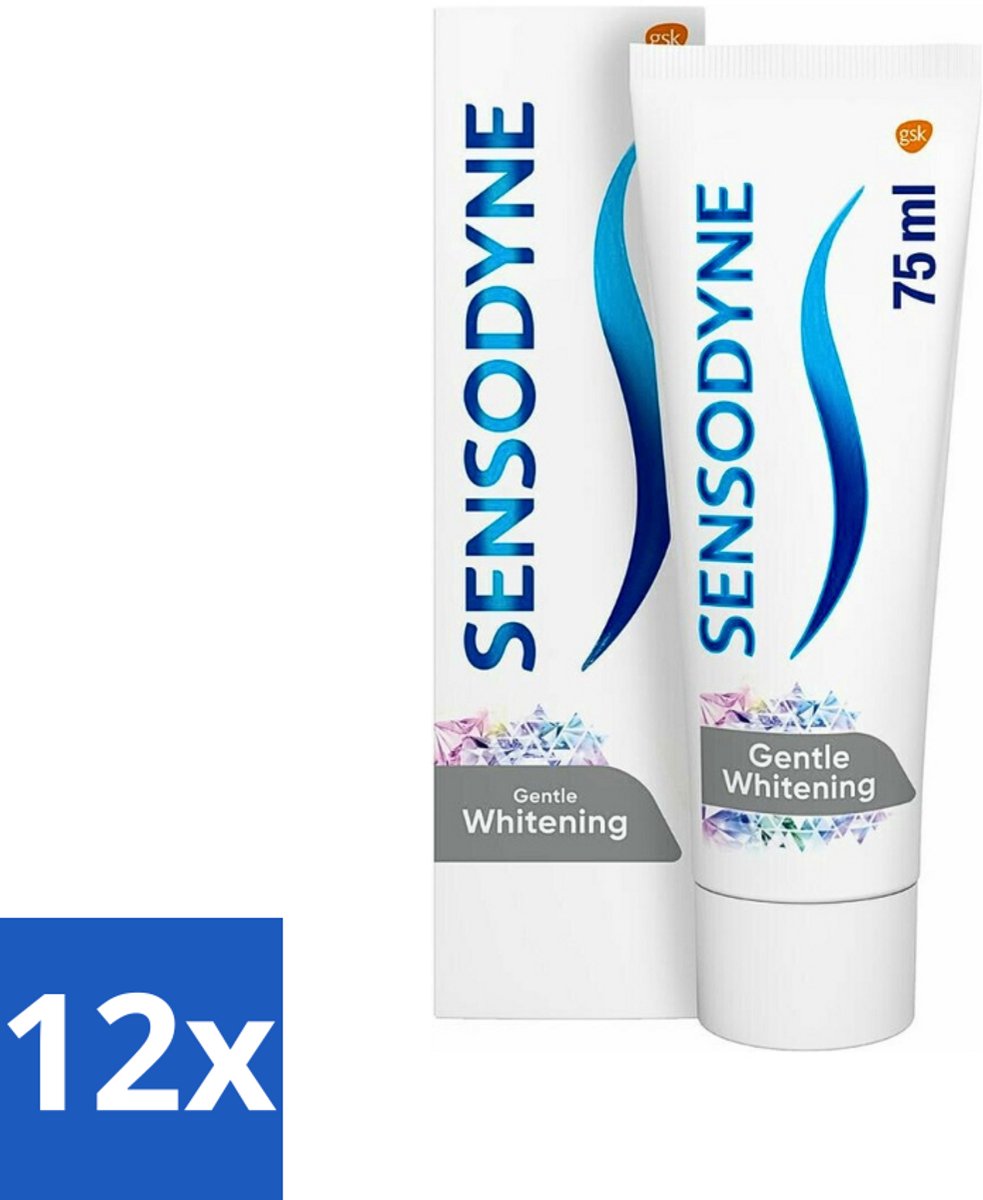 Sensodyne - Tandpasta - Gentle Whitening - Milde Reiniging - 75 ml - Voordeelverpakking - 12 stuks