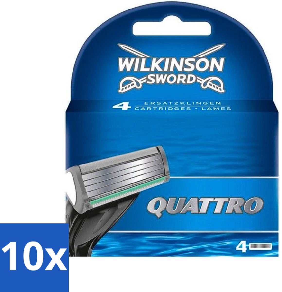 Wilkinson - Navulmesjes Quattro - Met Precisietrimmer - 4 scheermesjes - Bulkverpakking - 10 stuks