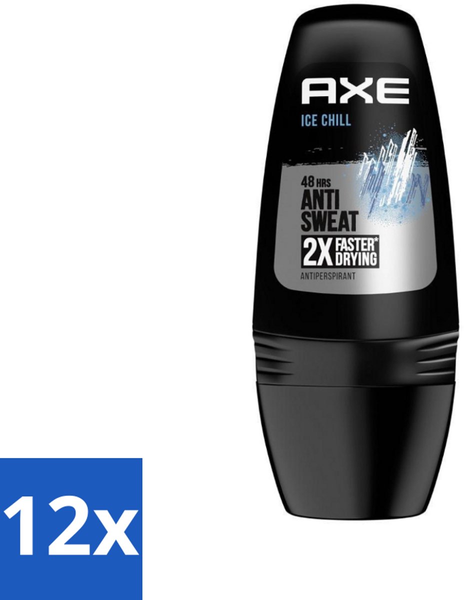 12 x Axe - Deodorant Roller - 48hrs Anti Sweat - Ice Chill - Anti-transpirant - 50 ml - Axe Ice Chill Deodorant Roller - Antitranspirant - Zweetbevochtiging - Frisse Geur - 48 Uur Bescherming