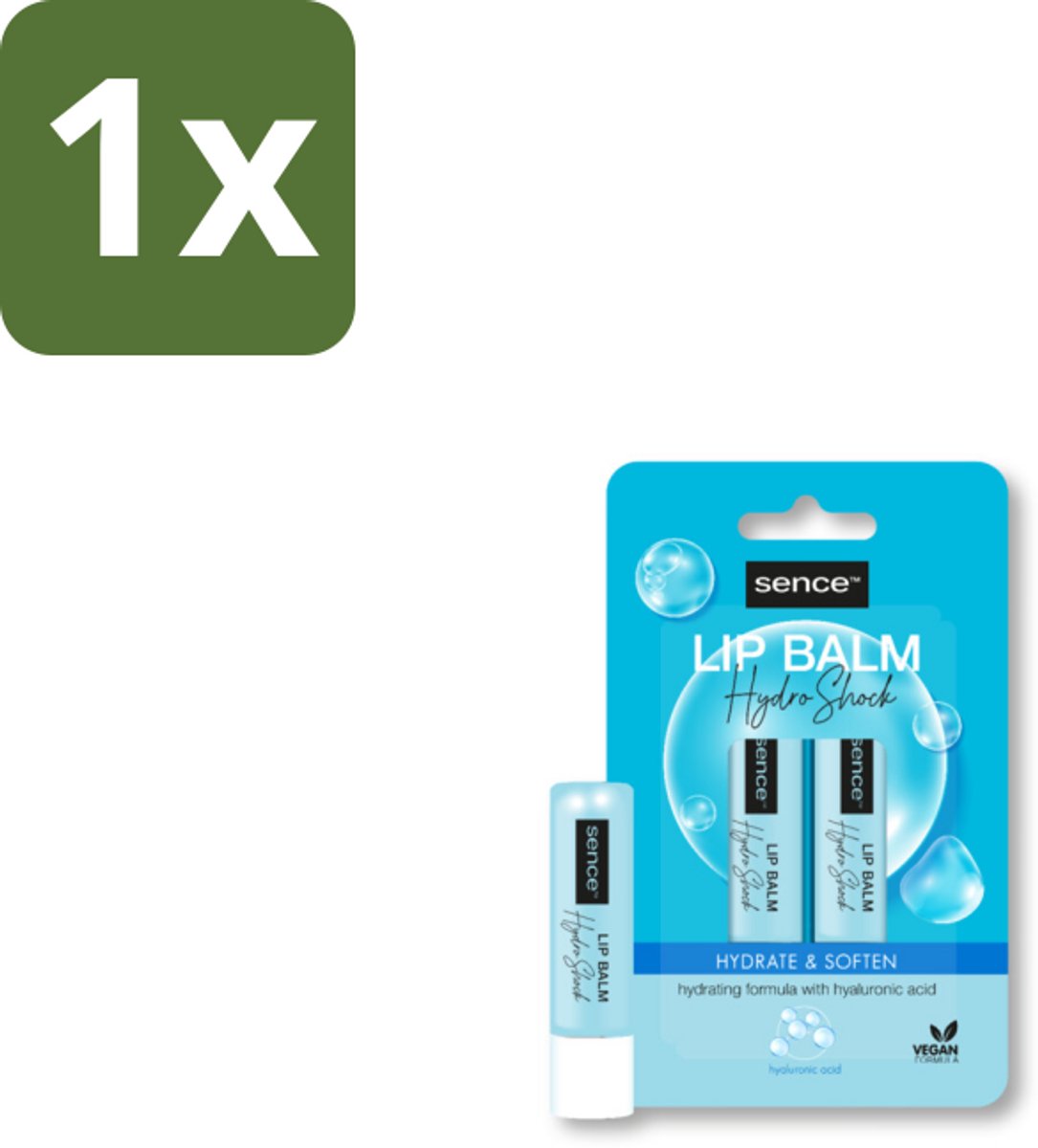 1 x Sence Lippenbalsem Normaal Hydro Shock 2 stuks per verpakking - Lippenbalsem - Lippen Verzorging - Droge Lippen - Gezonde Lippen - Lippen Bescherming