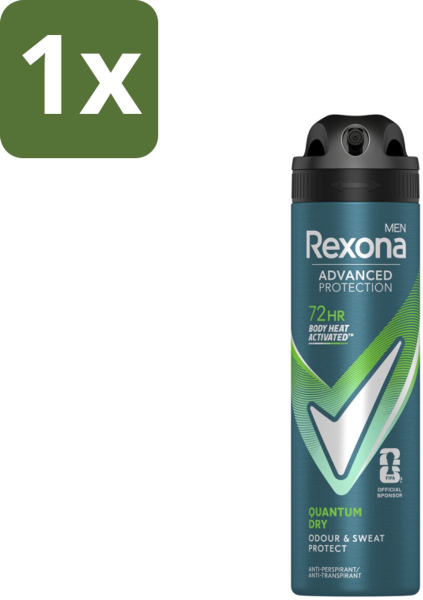1 x Rexona Men Deodorant Spray Advanced Protection Quantum Dry 150 ml - Deodorant Spray - Anti-transpirant - Zweetbescherming - Frisheid - Motion Sense