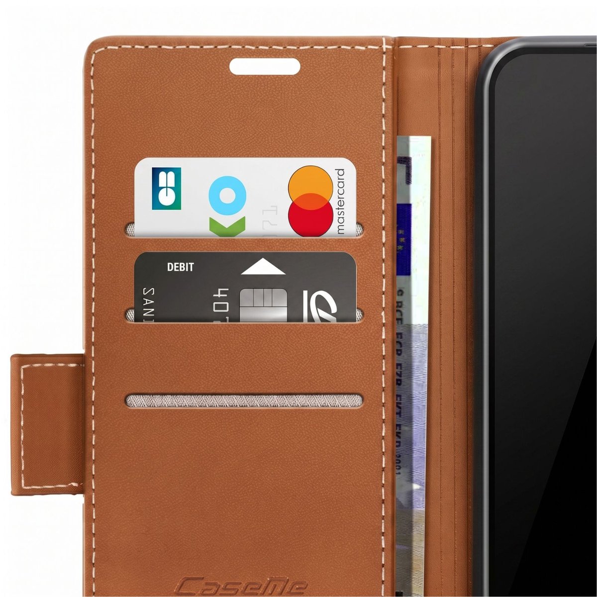 Caseme, Wallet Hoesje geschikt voor Google Pixel 10a Anti-RFID met Standaard, Bruin