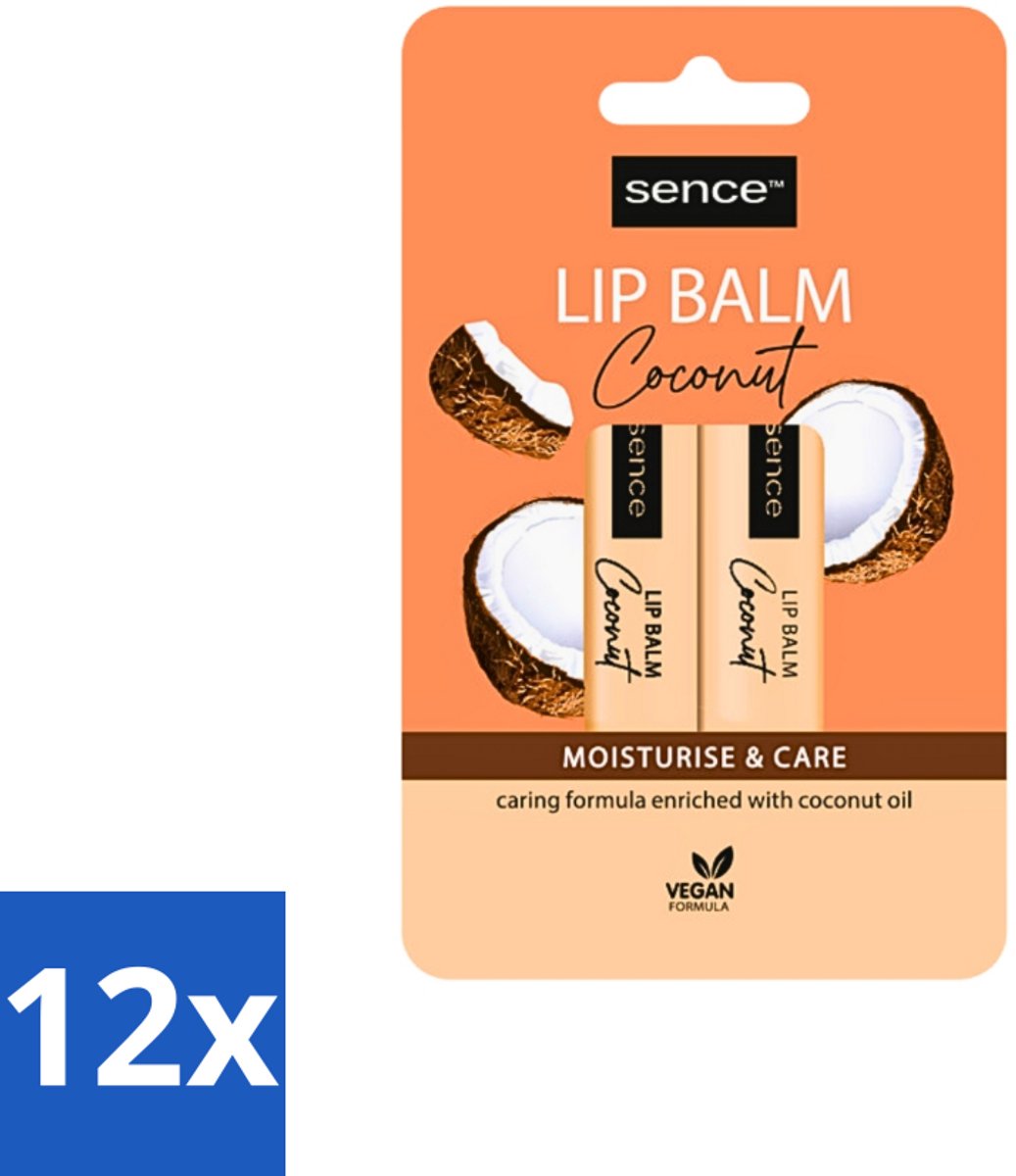 12 x Sence - Moisturise & Care - Lippenbalsem Duo - Verzorgend - 2 x 4,3 g - Lippenbalsem - Kokos - Lippenverzorging - Hydraatatie - Droge Lippen